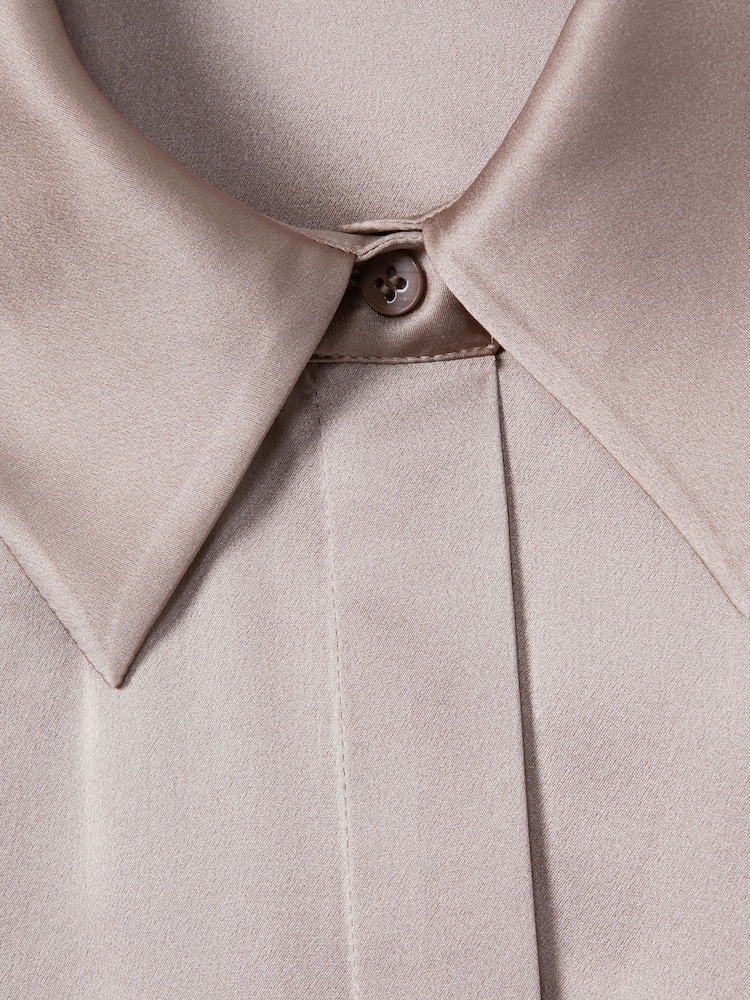 Reiss Champagne Winnie Silk Relaxed Sleeve Blouse - Image 6 of 6