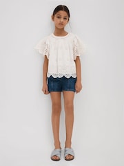 Reiss Ivory Laverne 9-13 yrs Cotton Broderie Blouse - Image 1 of 4