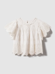 Reiss Ivory Laverne 9-13 yrs Cotton Broderie Blouse - Image 2 of 4