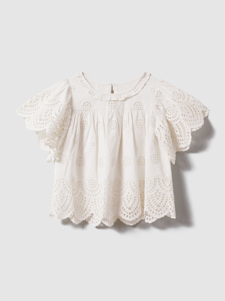 Reiss Ivory Laverne 9-13 yrs Cotton Broderie Blouse - Image 2 of 4