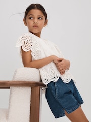 Reiss Ivory Laverne 9-13 yrs Cotton Broderie Blouse - Image 3 of 4