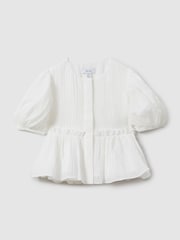 Reiss Ivory Matty 9-13 yrs Puff Sleeve Peplum Top - Image 2 of 4