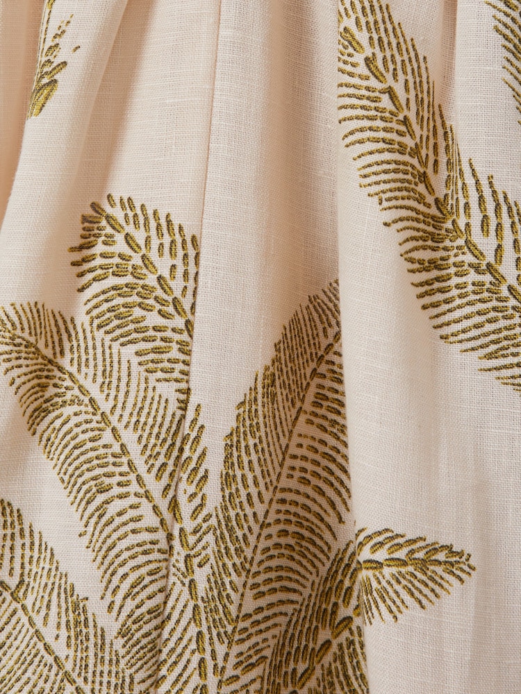 Reiss Neutral/Green Anna 100% Linen Tropical Print Midi Dress - Image 6 of 6