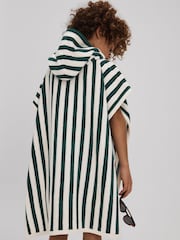 Reiss Green/White Ray 3-9 yrs Hooded Striped Poncho - Image 3 of 4