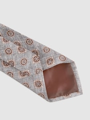 Reiss Grey Melange Vasari Silk Medallion Print Tie - Image 5 of 5