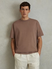 Reiss Deep Taupe Tate Oversized Garment Dye T-Shirt - Image 1 of 5