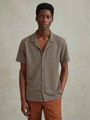 Reiss Multi Grove Jacquard Cuban Collar Shirt - Image 1 of 6