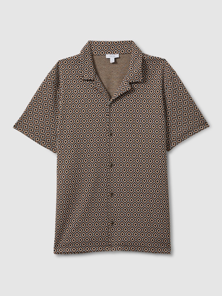 Reiss Multi Grove Jacquard Cuban Collar Shirt - Image 2 of 6