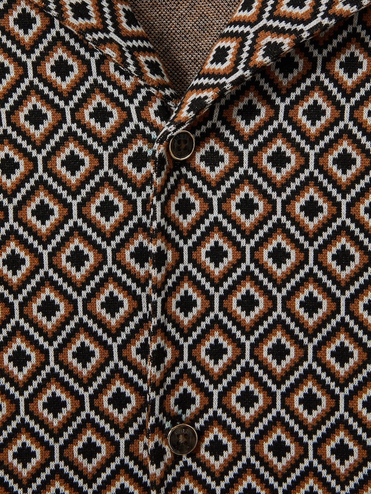 Reiss Multi Grove Jacquard Cuban Collar Shirt - Image 6 of 6