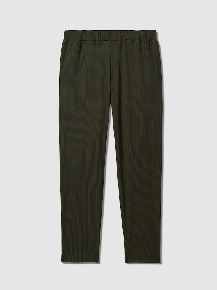 Reiss Green Cyrus Ribbed Elasticated Waist Trousers - Image 2 of 5