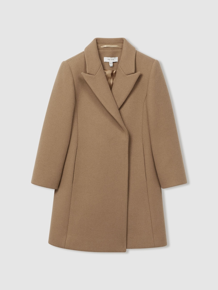 Reiss Camel Maude 13-14 yrs Mid Length Wool Blend Coat - Image 1 of 4