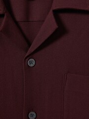 Reiss Tobacco Nitus Herringbone Cuban Collar Shirt - Image 5 of 5