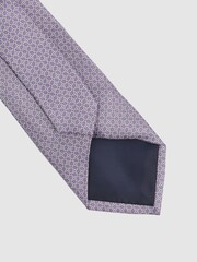 Reiss Orchid Como Silk Geometric Print Tie - Image 4 of 5