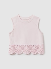 Reiss Pink Sophie 9-13 yrs Cotton Broderie Top Co-Ord - Image 1 of 4