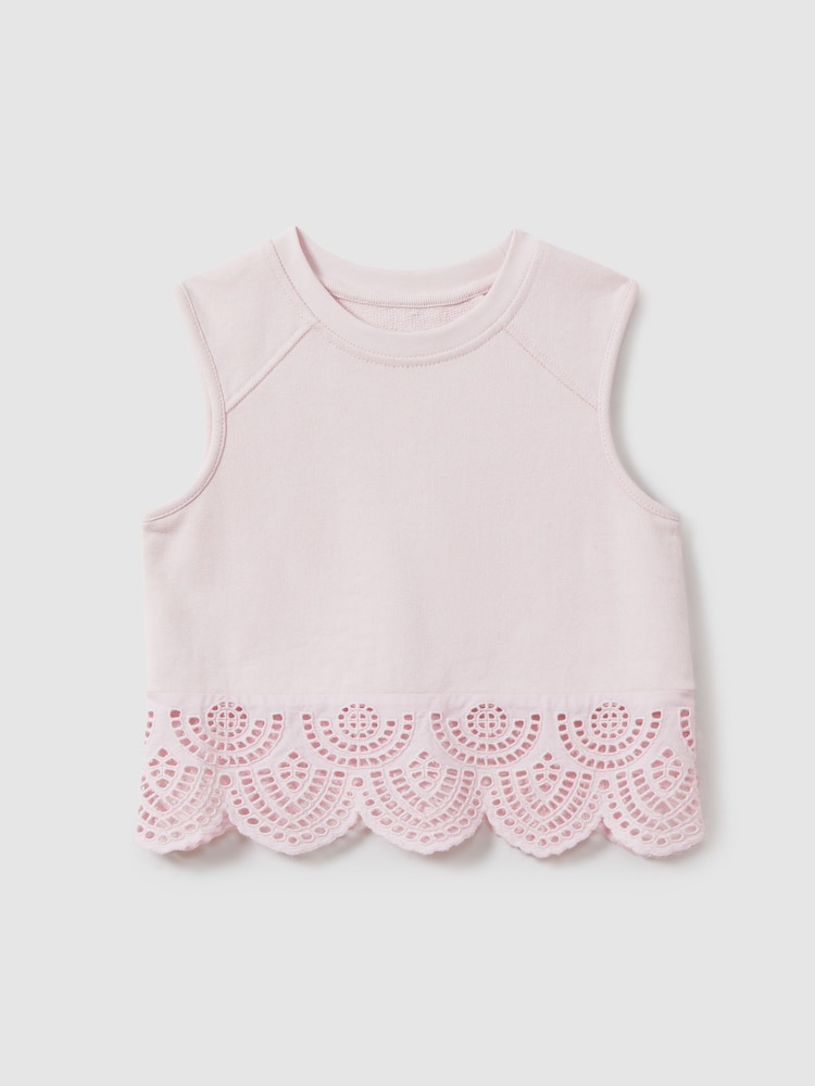 Reiss Pink Sophie 9-13 yrs Cotton Broderie Top Co-Ord - Image 1 of 4