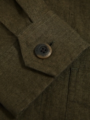 Reiss Khaki Porto Linen Worker Jacket - Image 7 of 7