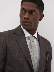 Reiss Sage Melange Vasari Silk Medallion Print Tie - Image 2 of 5