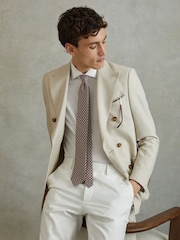 Reiss Brown Melange Croce Silk Medallion Print Tie - Image 2 of 5