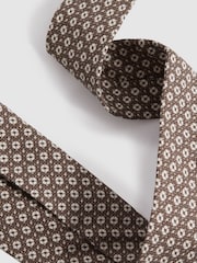 Reiss Brown Melange Croce Silk Medallion Print Tie - Image 3 of 5