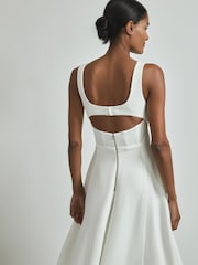 Reiss Off White Elisa Atelier Textured Corset Detail Maxi Dress - Image 4 of 5
