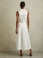 Reiss White Heidi Petite Viscose-Linen Belted Midi Dress - Image 5 of 7
