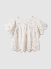 Reiss Ivory Laverne 4-9 yrs Cotton Broderie Blouse - Image 2 of 4