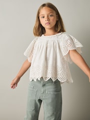 Reiss Ivory Laverne 4-9 yrs Cotton Broderie Blouse - Image 3 of 4
