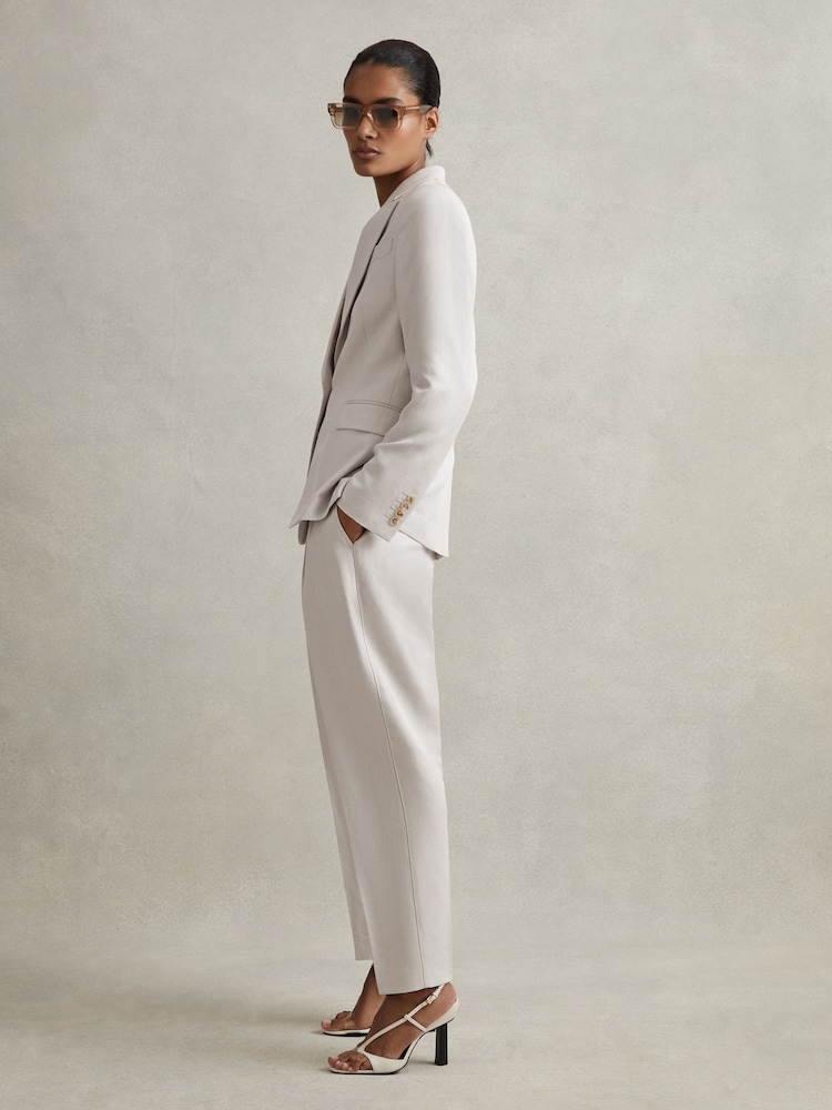 Reiss Light Grey Farrah Petite Tapered Suit Trousers with TENCEL™ Fibers - Image 1 of 7