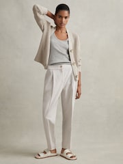Reiss Light Grey Farrah Petite Tapered Suit Trousers with TENCEL™ Fibers - Image 4 of 7
