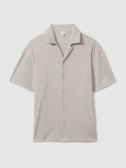 Reiss Silver Chase Ribbed Cuban Collar Shirt - Image 2 of 6