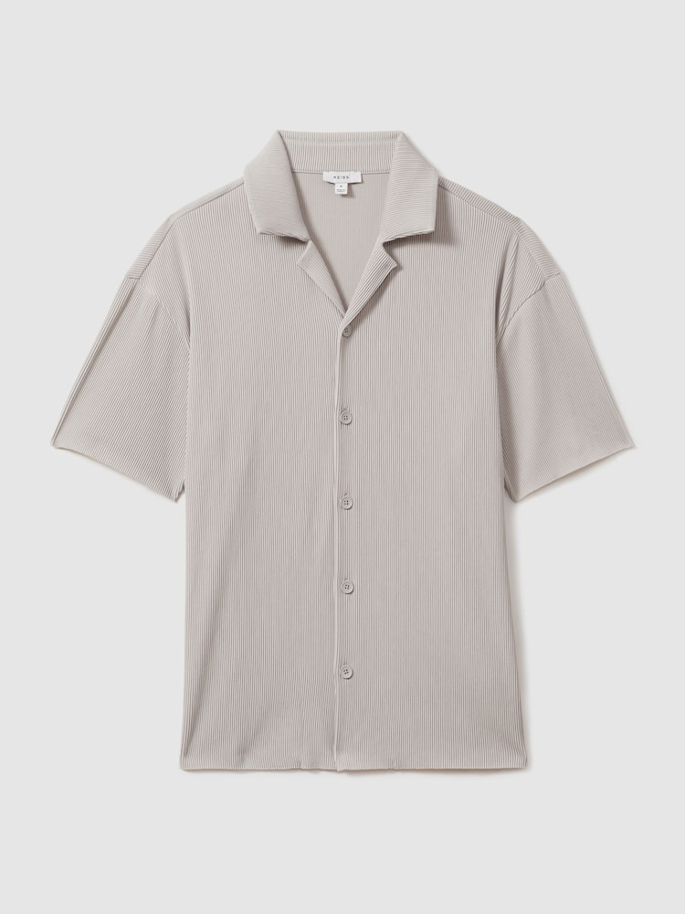 Reiss Silver Chase Ribbed Cuban Collar Shirt - Image 2 of 6