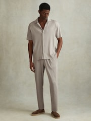 Reiss Silver Chase Ribbed Cuban Collar Shirt - Image 3 of 6