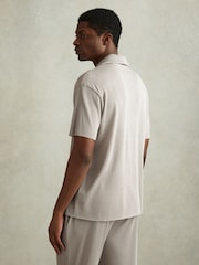 Reiss Silver Chase Ribbed Cuban Collar Shirt - Image 5 of 6