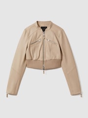 Paige Cropped Leather Jacket - Image 2 of 6