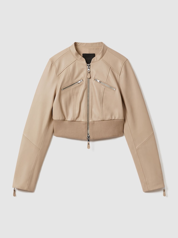 Paige Cropped Leather Jacket - Image 2 of 6