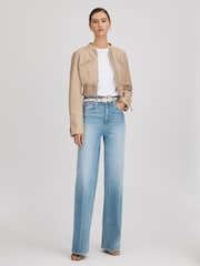Paige Cropped Leather Jacket - Image 3 of 6