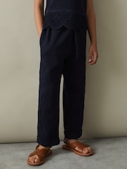 Pantalones de algodón con bordado y cintura ajustable Sophie Teen de Reiss - Imagen 1 de 5