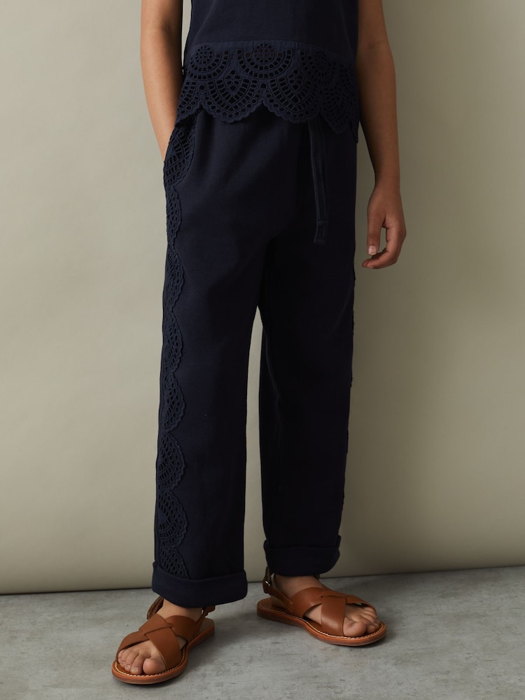 Pantalones de algodón con bordado y cintura ajustable Sophie Teen de Reiss - Imagen 1 de 5