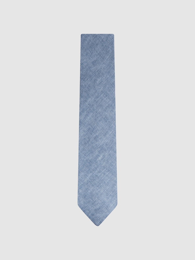 Reiss Denim Melange Vitali Linen Tie - Image 1 of 5 Reiss Denim Melange Vitali Linen Tie - Image 1 of 5