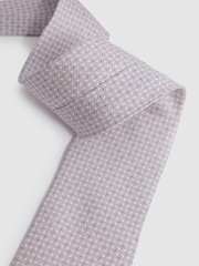 Reiss Soft Rose Como Silk Geometric Print Tie - Image 3 of 5