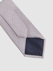 Reiss Soft Rose Como Silk Geometric Print Tie - Image 4 of 5