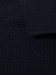 Reiss Navy Spring Textured Cutaway Collar Shirt - Image 6 of 6