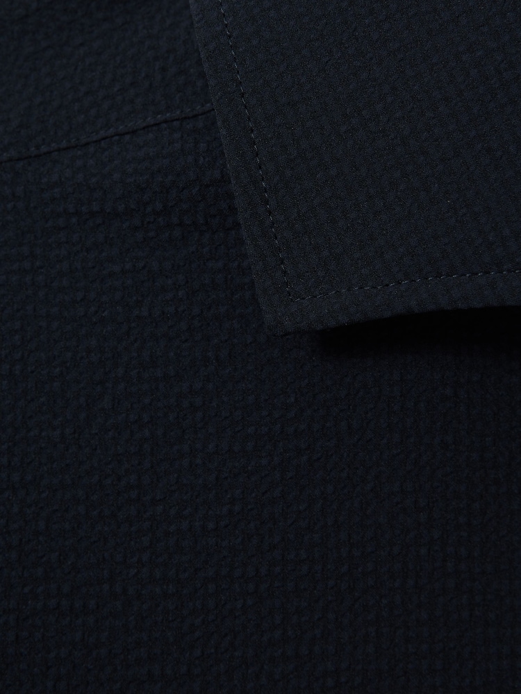 Reiss Navy Spring Textured Cutaway Collar Shirt - Image 6 of 6