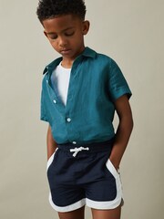 Reiss Seafoam Holiday 13-14 yrs Short Sleeve Linen Shirt - Image 3 of 4