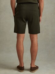 Reiss Green Conor Ribbed Elasticated Waist Shorts - Image 4 of 4
