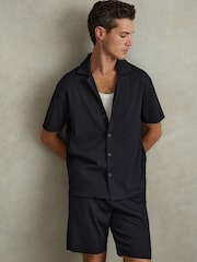 Navy - Reiss - Conor - Shorts a coste con elastico in vita - Image 1 of 5