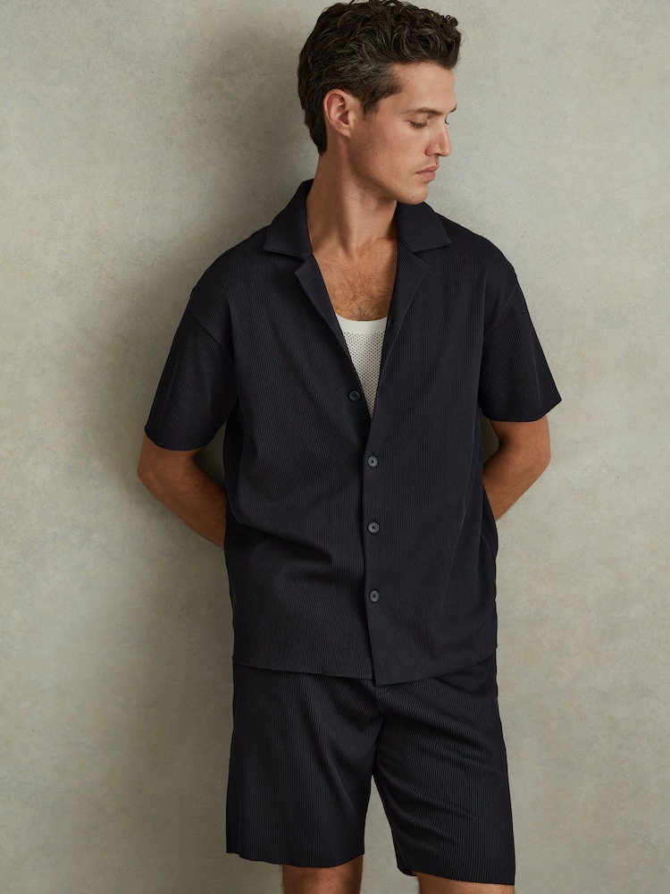 Navy - Reiss - Conor - Shorts a coste con elastico in vita - Image 1 of 5