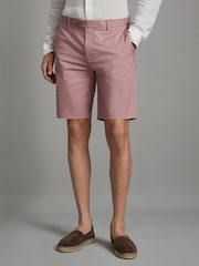 Reiss Dusty Pink Wicket Modern Fit Cotton Blend Chino Shorts - Image 1 of 7