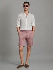 Reiss Dusty Pink Wicket Modern Fit Cotton Blend Chino Shorts - Image 3 of 7