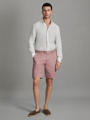Reiss Dusty Pink Wicket Modern Fit Cotton Blend Chino Shorts - Image 6 of 7